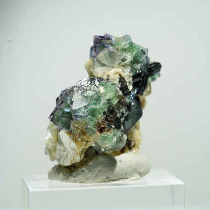 Seltene Phantom Fluorit Würfel, Muskovit Stufe Erongo, Namibia 14*13*10mm #13489