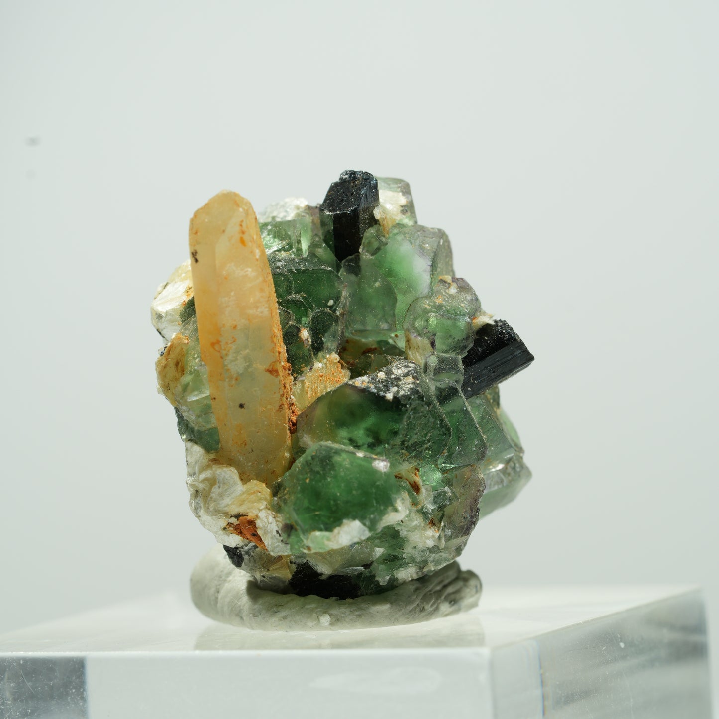 Seltene Phantom Fluorit, Muskovit, Rauchquarz Stufe Erongo, Namibia 11*10*9mm #13490