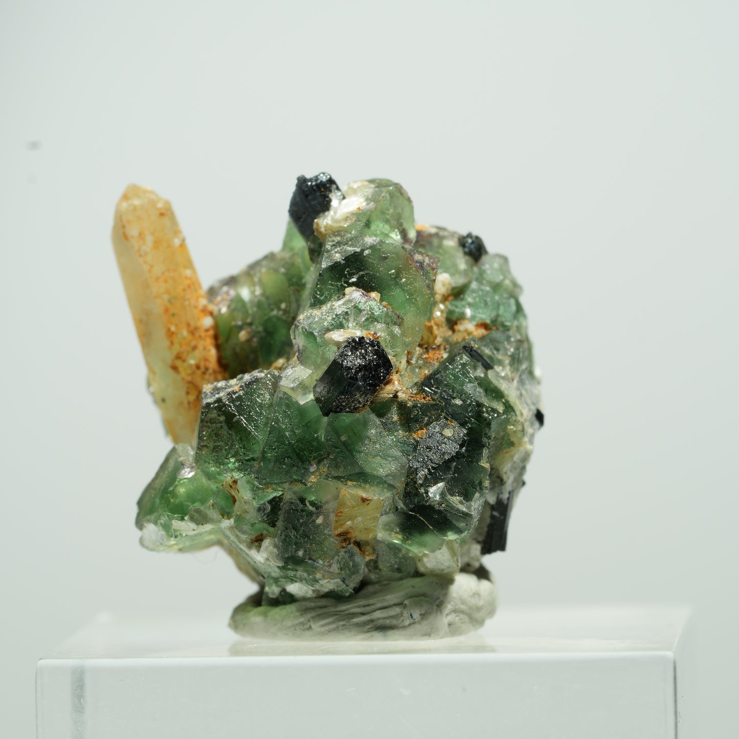 Seltene Phantom Fluorit, Muskovit, Rauchquarz Stufe Erongo, Namibia 11*10*9mm #13490