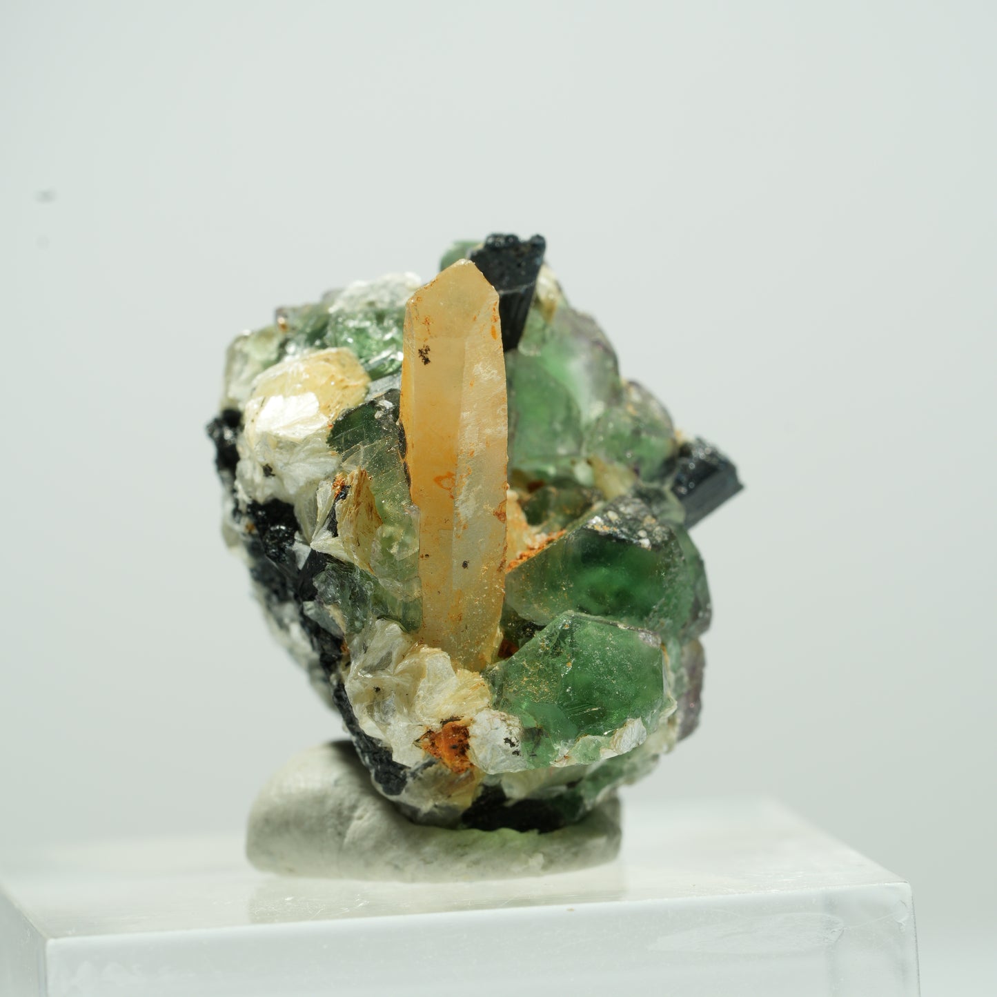Seltene Phantom Fluorit, Muskovit, Rauchquarz Stufe Erongo, Namibia 11*10*9mm #13490