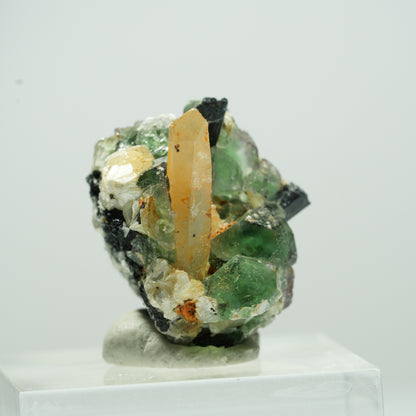 Seltene Phantom Fluorit, Muskovit, Rauchquarz Stufe Erongo, Namibia 11*10*9mm #13490