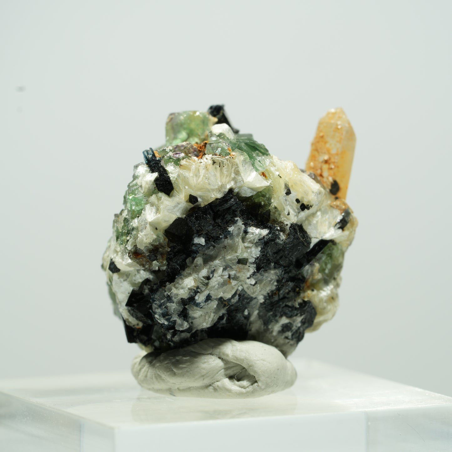 Seltene Phantom Fluorit, Muskovit, Rauchquarz Stufe Erongo, Namibia 11*10*9mm #13490