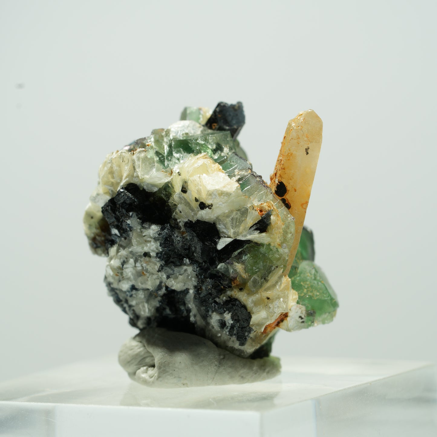 Seltene Phantom Fluorit, Muskovit, Rauchquarz Stufe Erongo, Namibia 11*10*9mm #13490