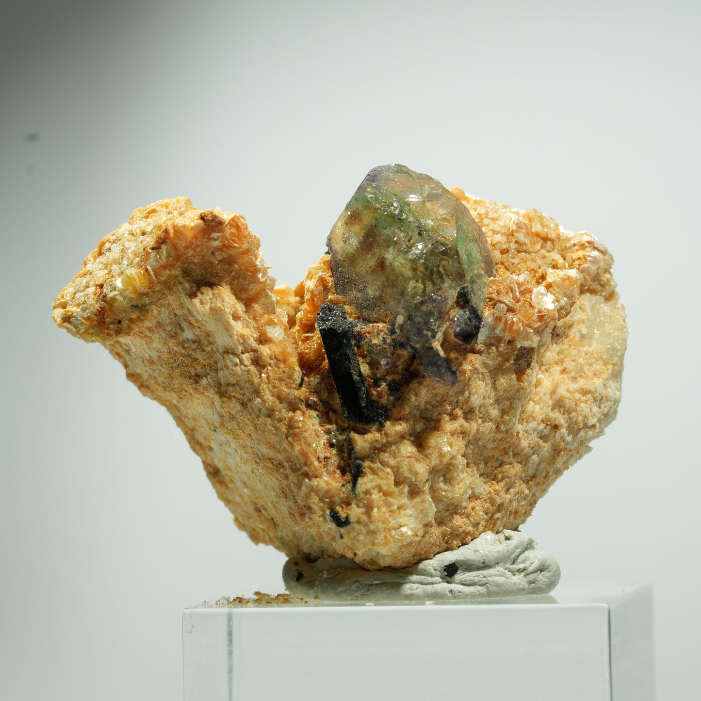 Phantom Fluorit Würfel, Schörl Turmalin, Muskovit Erongo, Namibia 19*16*12mm #13492
