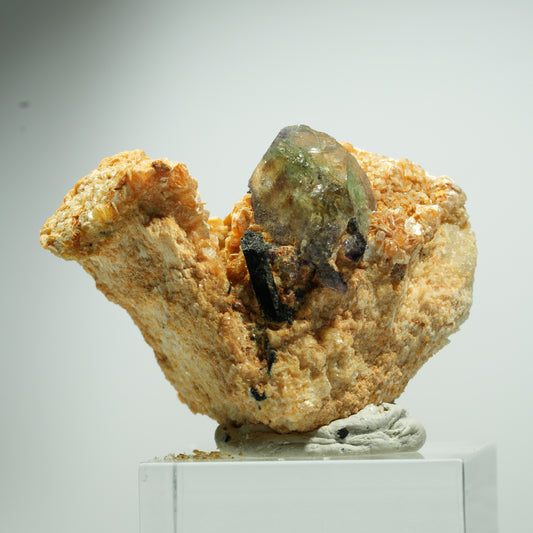 Phantom Fluorit Würfel, Schörl Turmalin, Muskovit Erongo, Namibia 19*16*12mm #13492