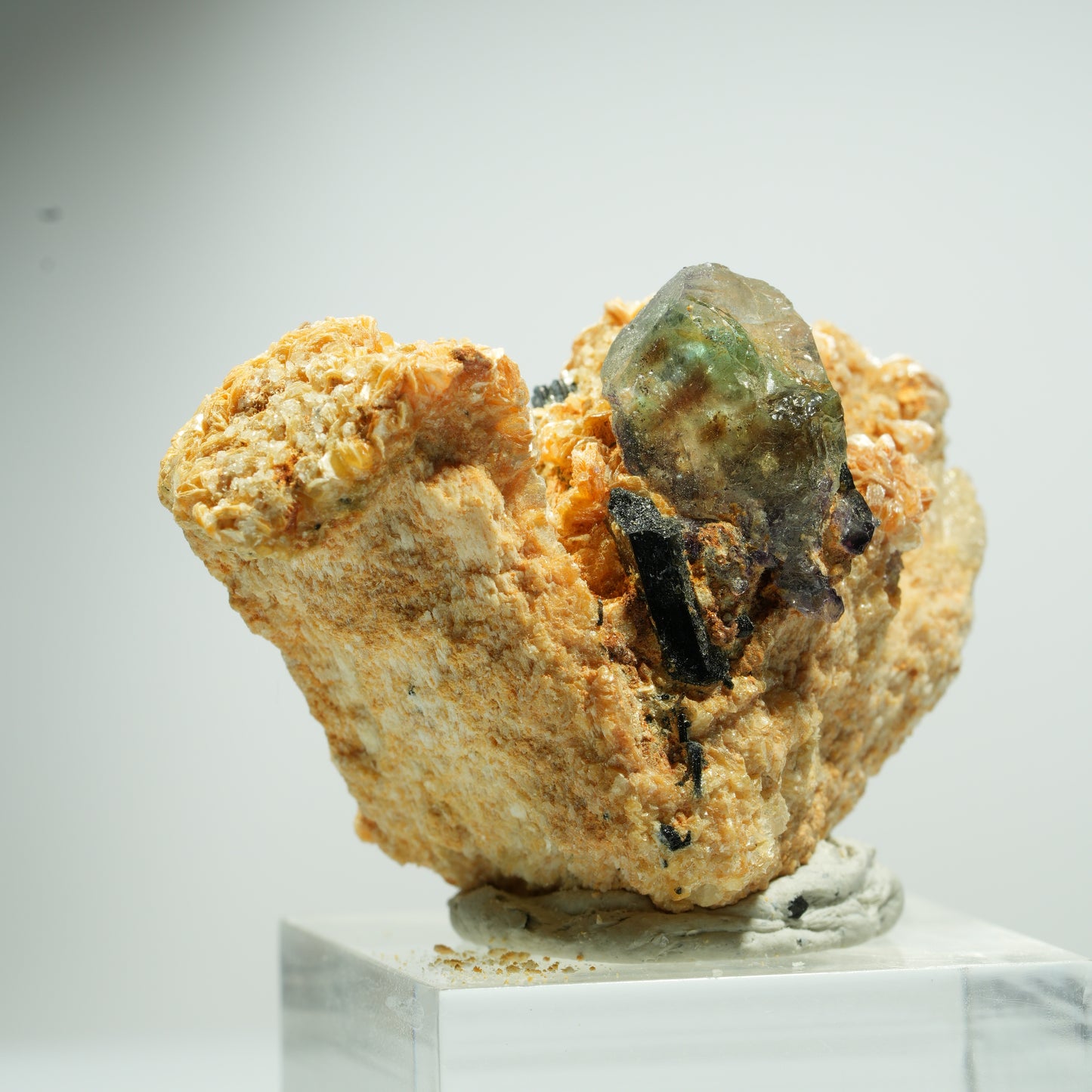 Phantom Fluorit Würfel, Schörl Turmalin, Muskovit Erongo, Namibia 19*16*12mm #13492