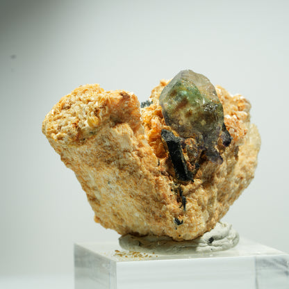 Phantom Fluorit Würfel, Schörl Turmalin, Muskovit Erongo, Namibia 19*16*12mm #13492