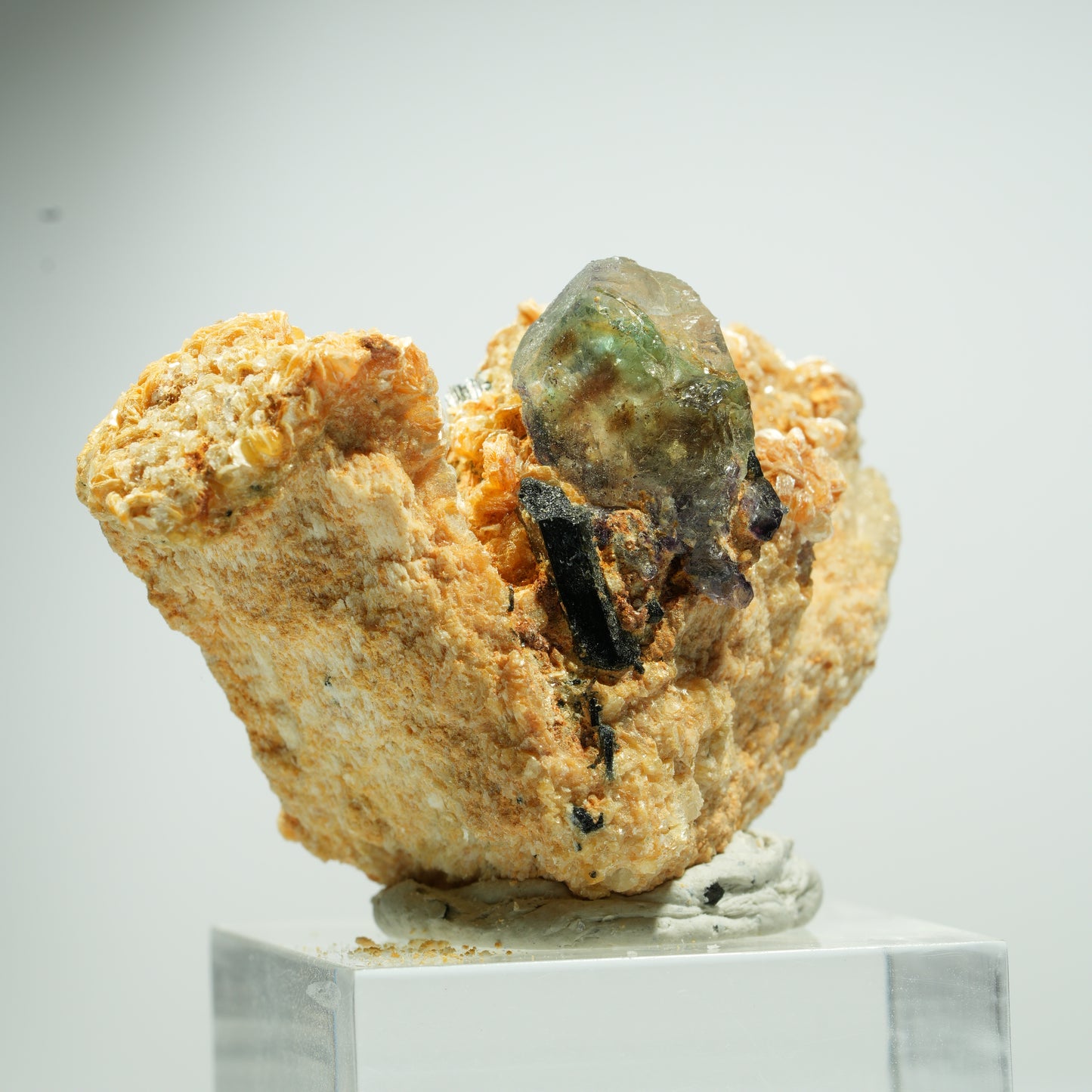 Phantom Fluorit Würfel, Schörl Turmalin, Muskovit Erongo, Namibia 19*16*12mm #13492