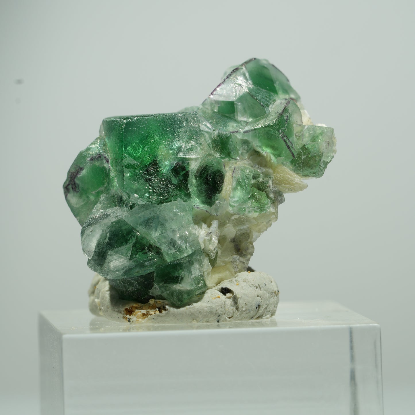 Seltene Phantom Fluorit Würfel, Muskovit Stufe Erongo, Namibia 35*10*8mm #13493