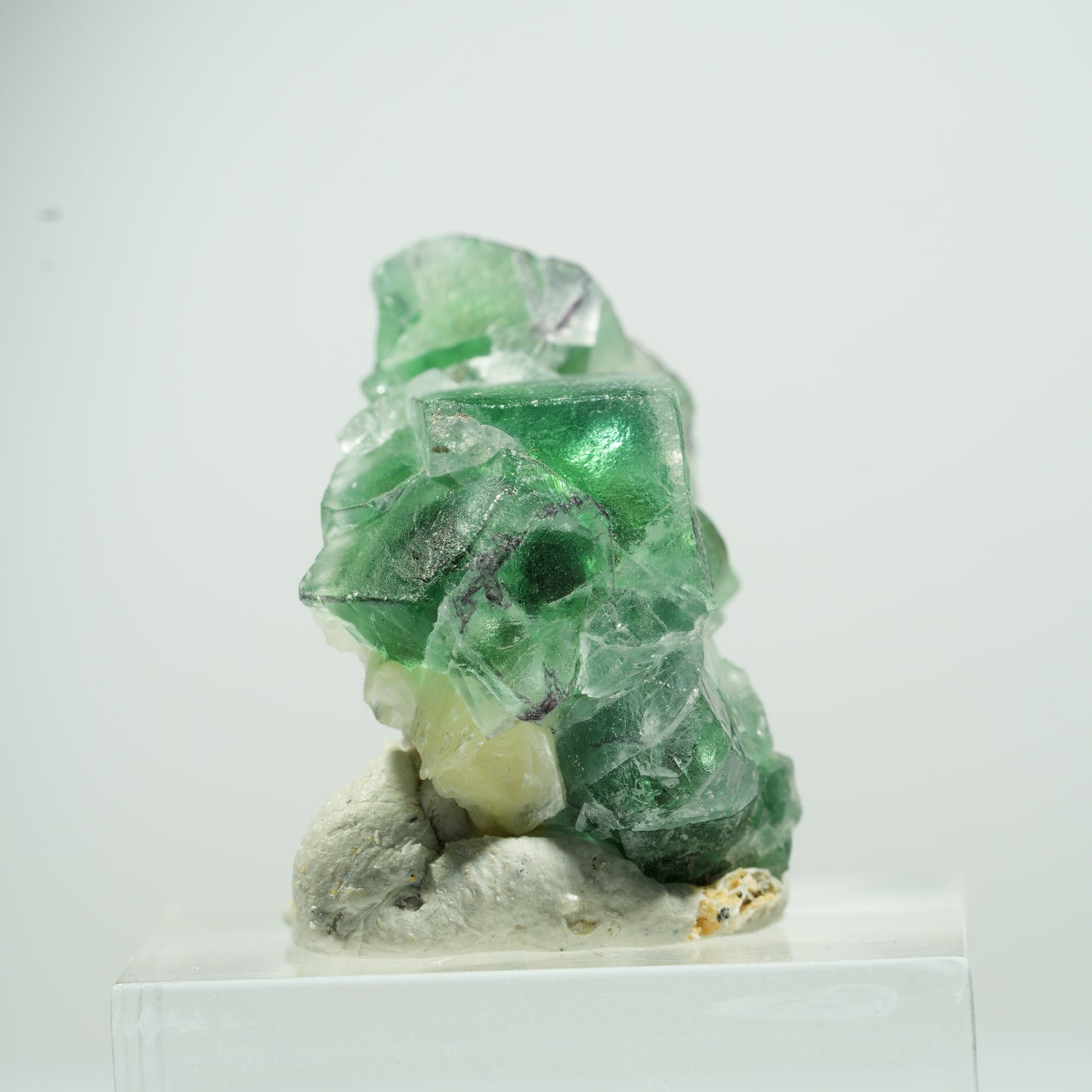 Seltene Phantom Fluorit Würfel, Muskovit Stufe Erongo, Namibia 35*10*8mm #13493