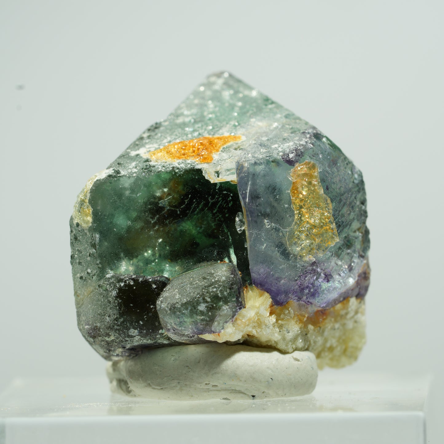 Seltene Phantom Fluorit Würfel, Muskovit, Hyalit Opal Stufe Erongo, Namibia 10*9*9mm #13494