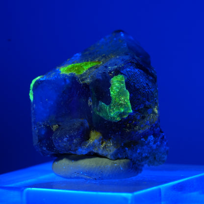 Seltene Phantom Fluorit Würfel, Muskovit, Hyalit Opal Stufe Erongo, Namibia 10*9*9mm #13494