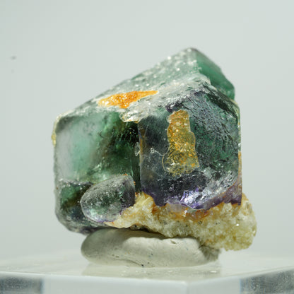 Seltene Phantom Fluorit Würfel, Muskovit, Hyalit Opal Stufe Erongo, Namibia 10*9*9mm #13494