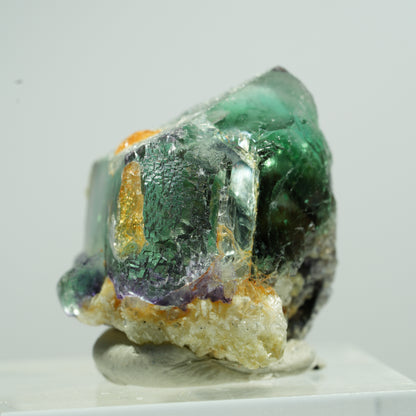 Seltene Phantom Fluorit Würfel, Muskovit, Hyalit Opal Stufe Erongo, Namibia 10*9*9mm #13494