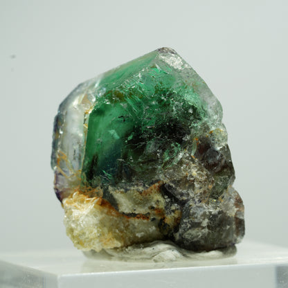 Seltene Phantom Fluorit Würfel, Muskovit, Hyalit Opal Stufe Erongo, Namibia 10*9*9mm #13494