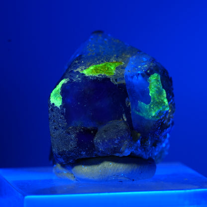 Seltene Phantom Fluorit Würfel, Muskovit, Hyalit Opal Stufe Erongo, Namibia 10*9*9mm #13494
