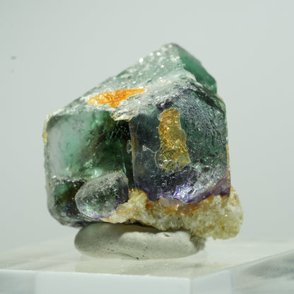 Seltene Phantom Fluorit Würfel, Muskovit, Hyalit Opal Stufe Erongo, Namibia 10*9*9mm #13494