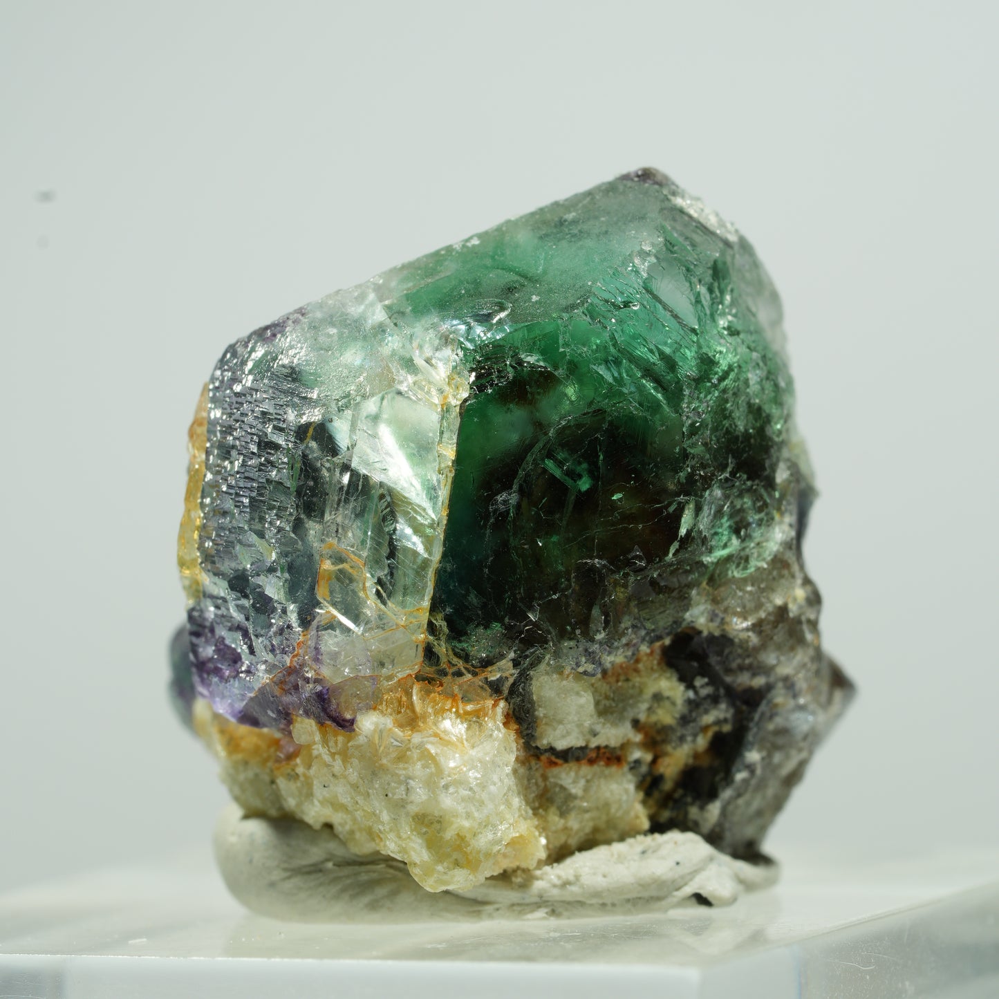 Seltene Phantom Fluorit Würfel, Muskovit, Hyalit Opal Stufe Erongo, Namibia 10*9*9mm #13494