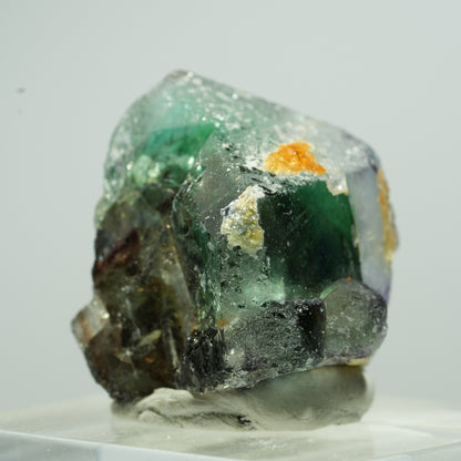 Seltene Phantom Fluorit Würfel, Muskovit, Hyalit Opal Stufe Erongo, Namibia 10*9*9mm #13494
