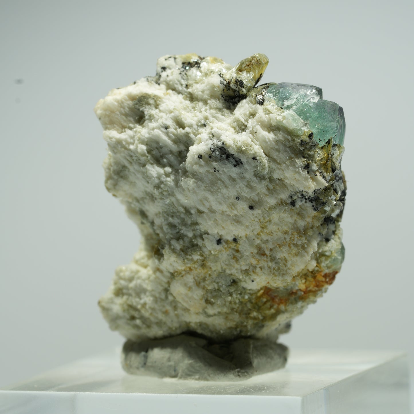 Phantom Fluorit Würfel, Orthoklas, Muskovit Stufe Erongo, Namibia 16*13*8mm #13495