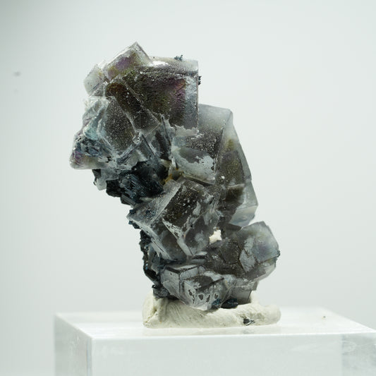 Bunte Phantom Fluorit Würfel, Schörl Turmalin, Muskovit Erongo Namibia 14*11*7mm #13496