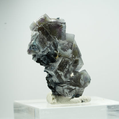 Bunte Phantom Fluorit Würfel, Schörl Turmalin, Muskovit Erongo Namibia 14*11*7mm #13496