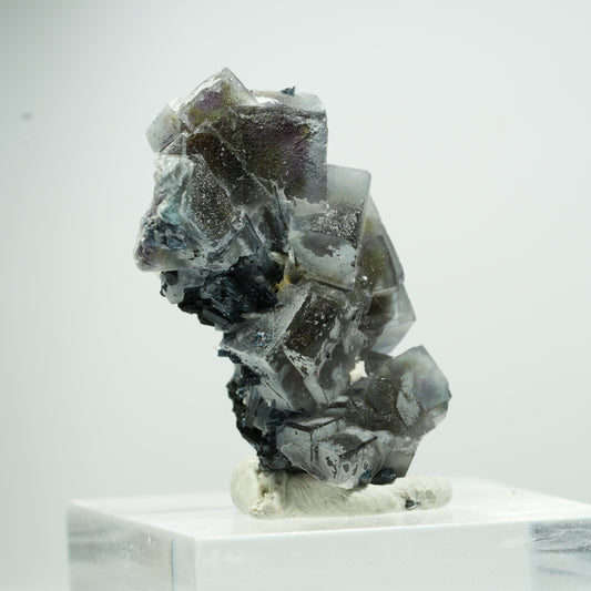 Bunte Phantom Fluorit Würfel, Schörl Turmalin, Muskovit Erongo Namibia 14*11*7mm #13496