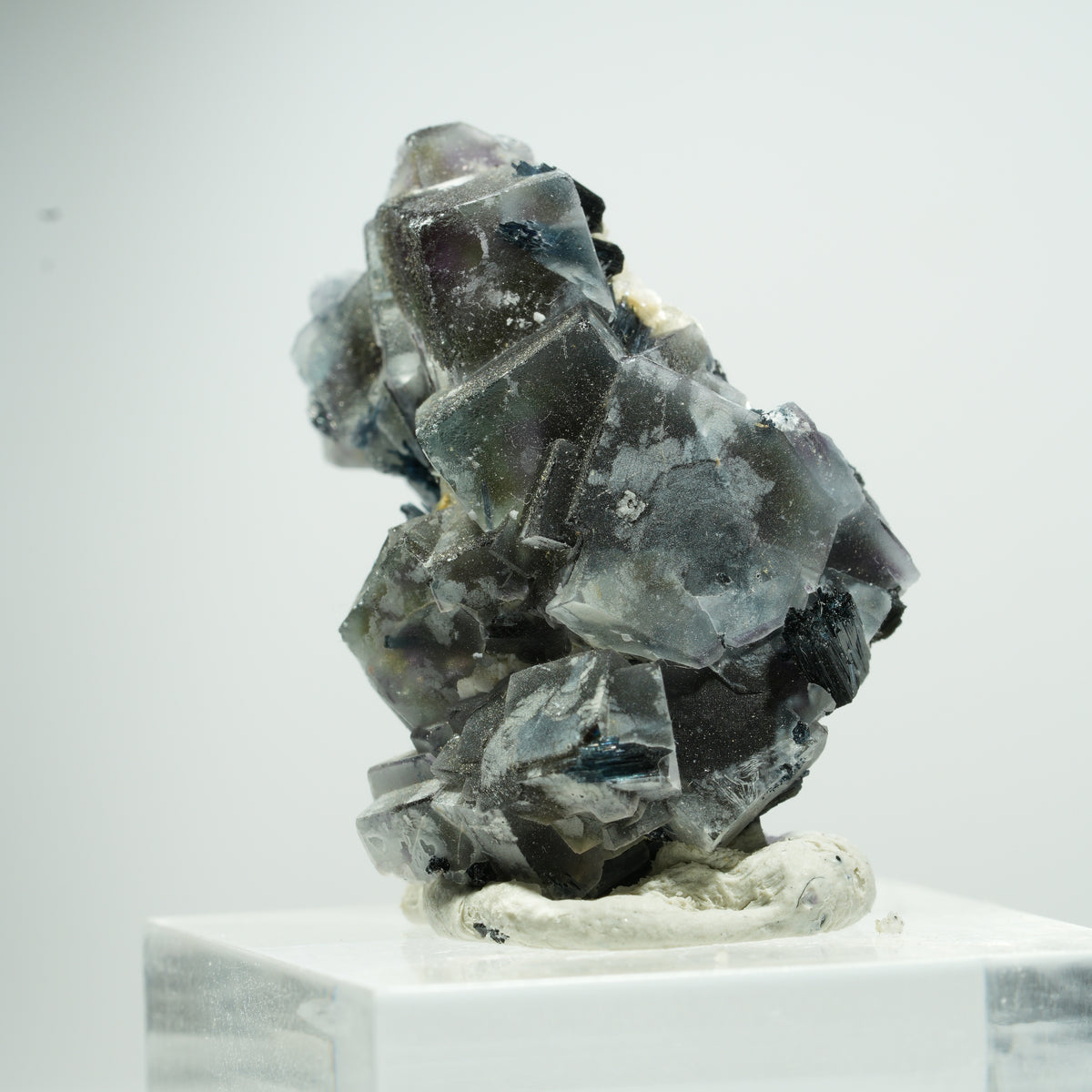 Bunte Phantom Fluorit Würfel, Schörl Turmalin, Muskovit Erongo Namibia 14*11*7mm #13496