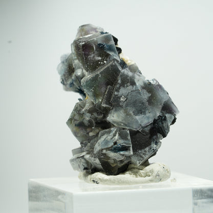 Bunte Phantom Fluorit Würfel, Schörl Turmalin, Muskovit Erongo Namibia 14*11*7mm #13496