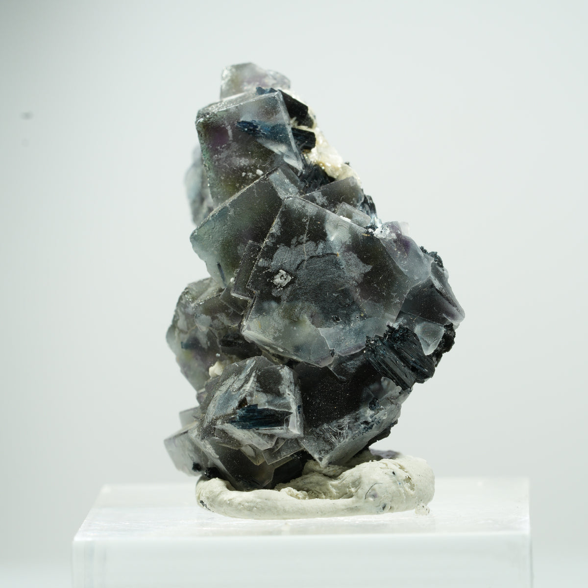 Bunte Phantom Fluorit Würfel, Schörl Turmalin, Muskovit Erongo Namibia 14*11*7mm #13496