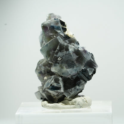 Bunte Phantom Fluorit Würfel, Schörl Turmalin, Muskovit Erongo Namibia 14*11*7mm #13496
