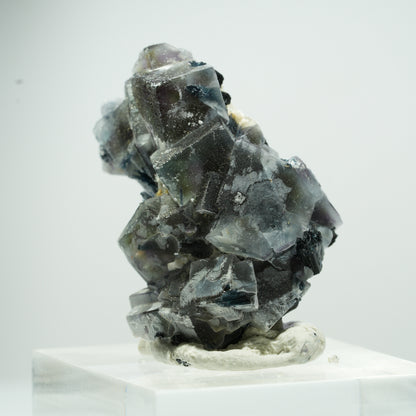Bunte Phantom Fluorit Würfel, Schörl Turmalin, Muskovit Erongo Namibia 14*11*7mm #13496
