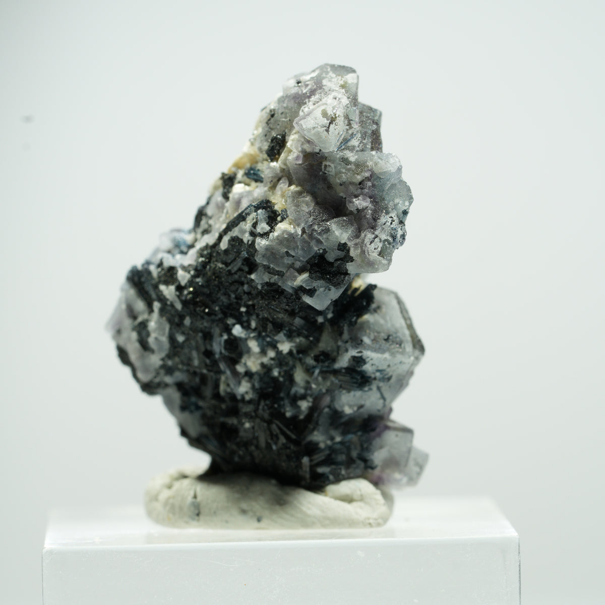 Bunte Phantom Fluorit Würfel, Schörl Turmalin, Muskovit Erongo Namibia 14*11*7mm #13496