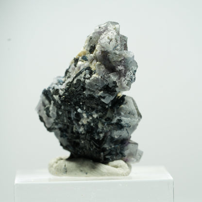 Bunte Phantom Fluorit Würfel, Schörl Turmalin, Muskovit Erongo Namibia 14*11*7mm #13496