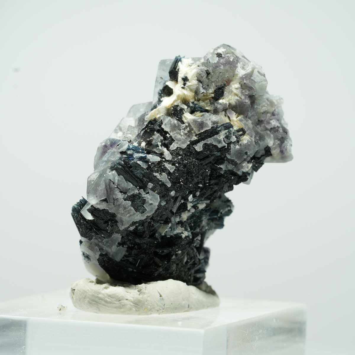 Bunte Phantom Fluorit Würfel, Schörl Turmalin, Muskovit Erongo Namibia 14*11*7mm #13496