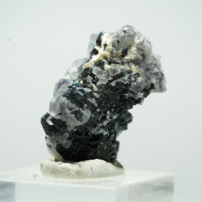 Bunte Phantom Fluorit Würfel, Schörl Turmalin, Muskovit Erongo Namibia 14*11*7mm #13496
