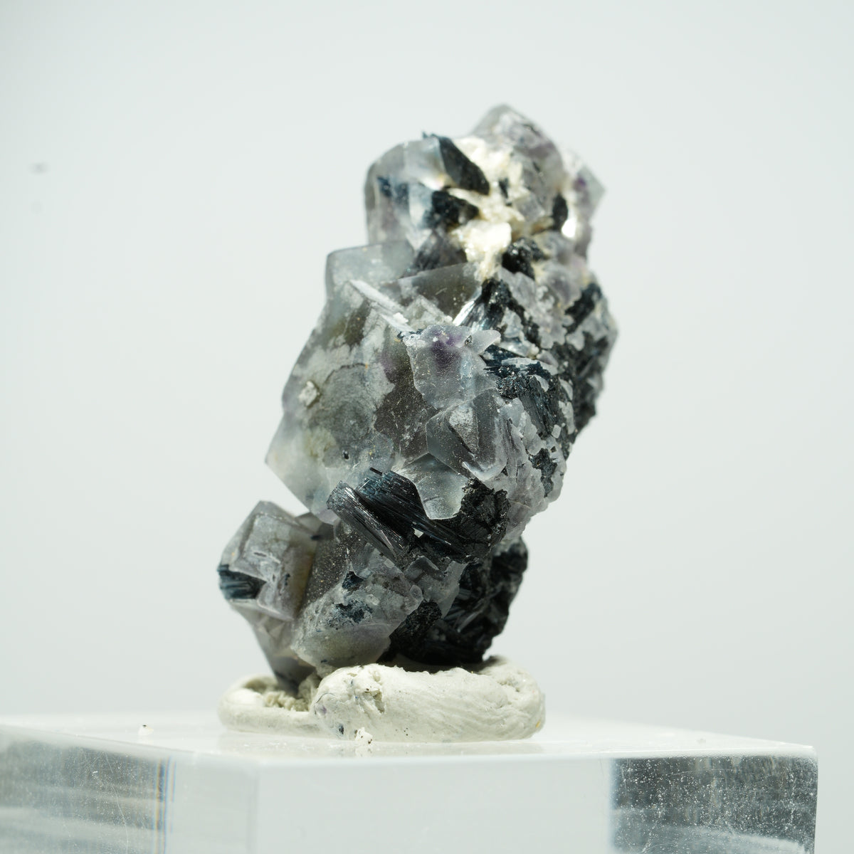Bunte Phantom Fluorit Würfel, Schörl Turmalin, Muskovit Erongo Namibia 14*11*7mm #13496