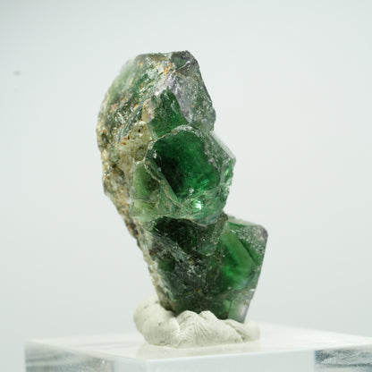Seltene Phantom Fluorit Würfel, Muskovit Stufe Erongo, Namibia 16*9*8mm #13497