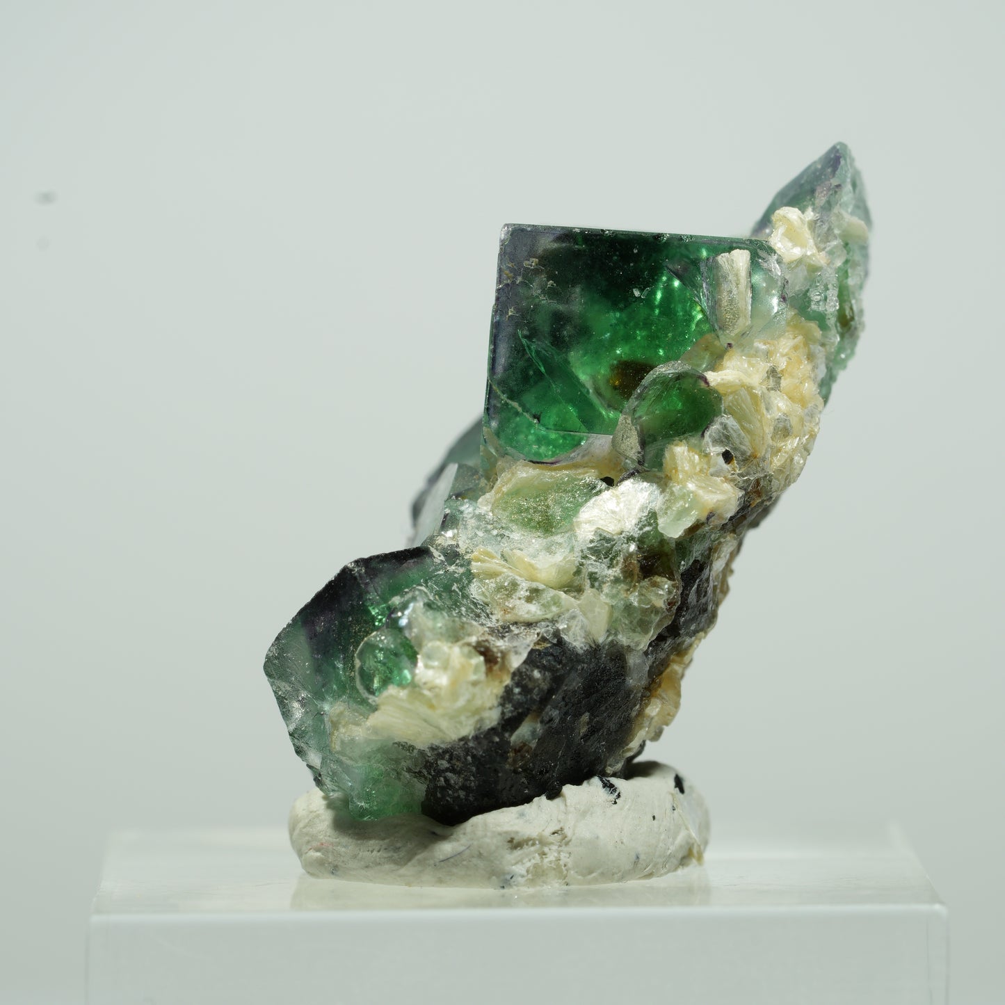 Phantom Fluorit, Schörl Turmalin, Hyalit Opal, Muskovit Erongo Namibia 14*11*8mm #13501