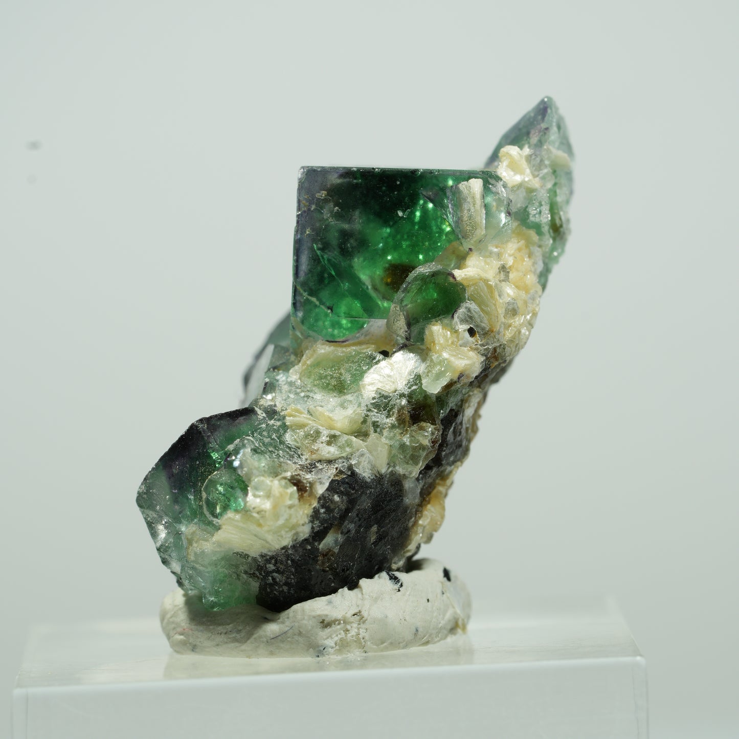 Phantom Fluorit, Schörl Turmalin, Hyalit Opal, Muskovit Erongo Namibia 14*11*8mm #13501