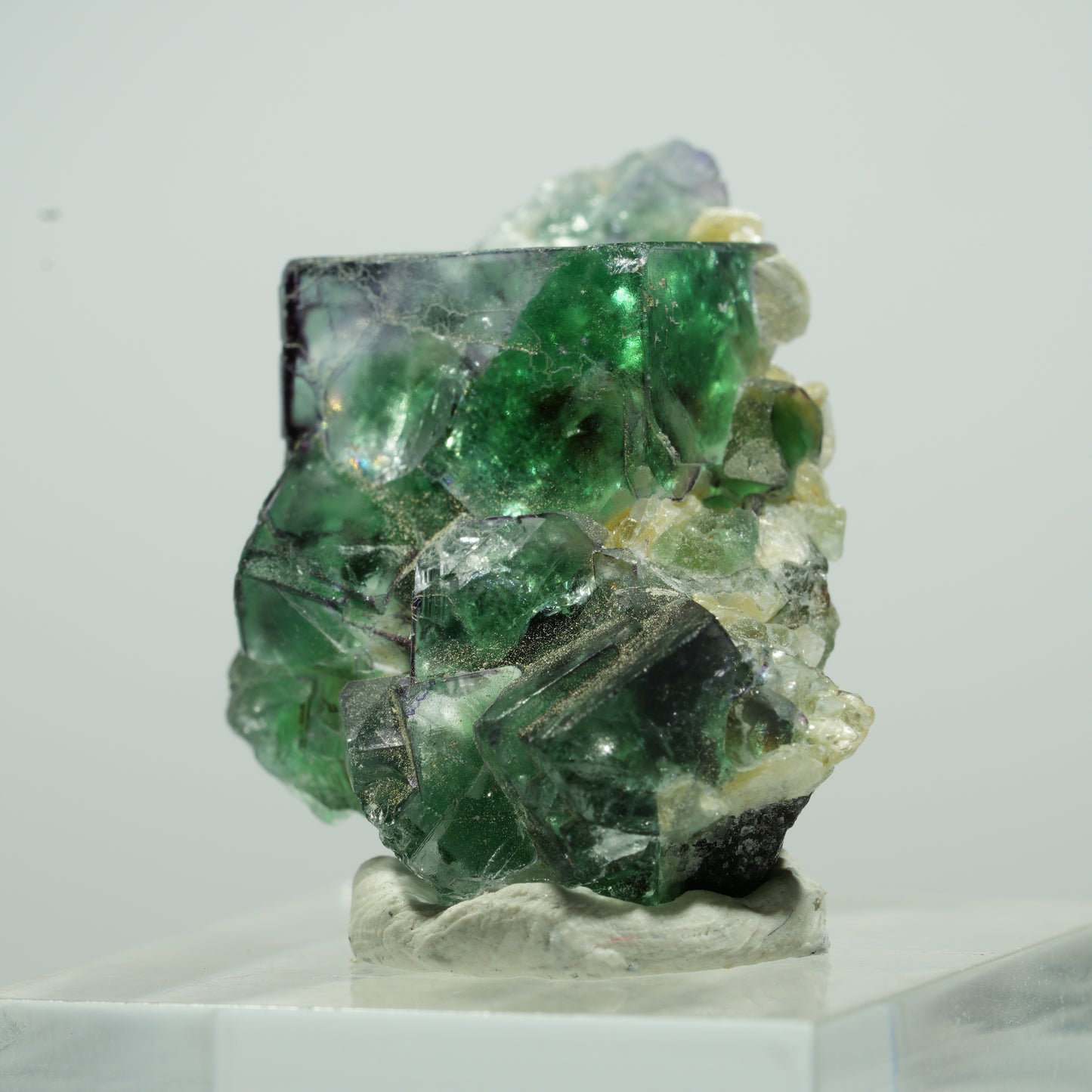 Phantom Fluorit, Schörl Turmalin, Hyalit Opal, Muskovit Erongo Namibia 14*11*8mm #13501