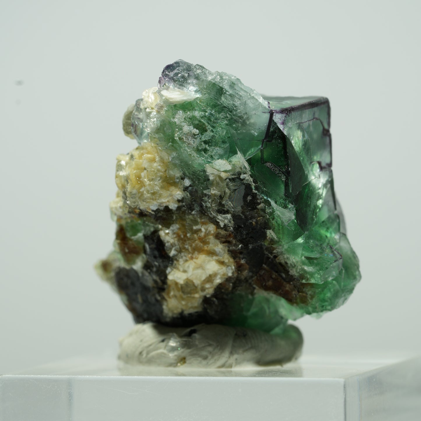 Phantom Fluorit, Schörl Turmalin, Hyalit Opal, Muskovit Erongo Namibia 14*11*8mm #13501
