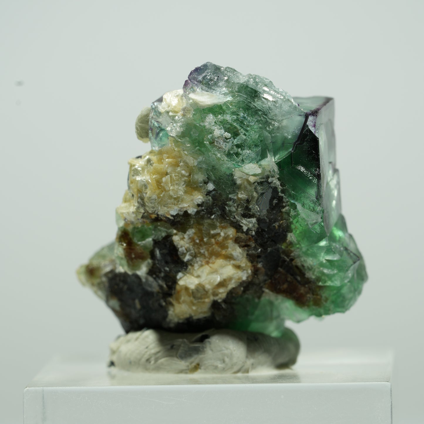 Phantom Fluorit, Schörl Turmalin, Hyalit Opal, Muskovit Erongo Namibia 14*11*8mm #13501