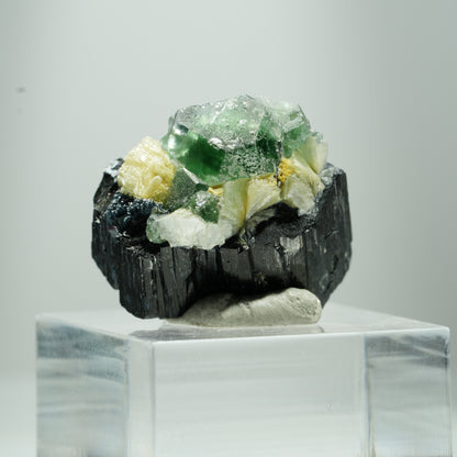 Phantom Fluorit Würfel, Schörl Turmalin, Muskovit Erongo, Namibia 12*10*8mm #13505