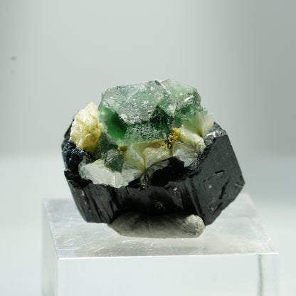 Phantom Fluorit Würfel, Schörl Turmalin, Muskovit Erongo, Namibia 12*10*8mm #13505