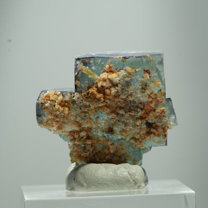 Seltene Phantom Fluorit Würfel Stufe, grün lila Okorusu, Namibia 12*12*6mm #13509
