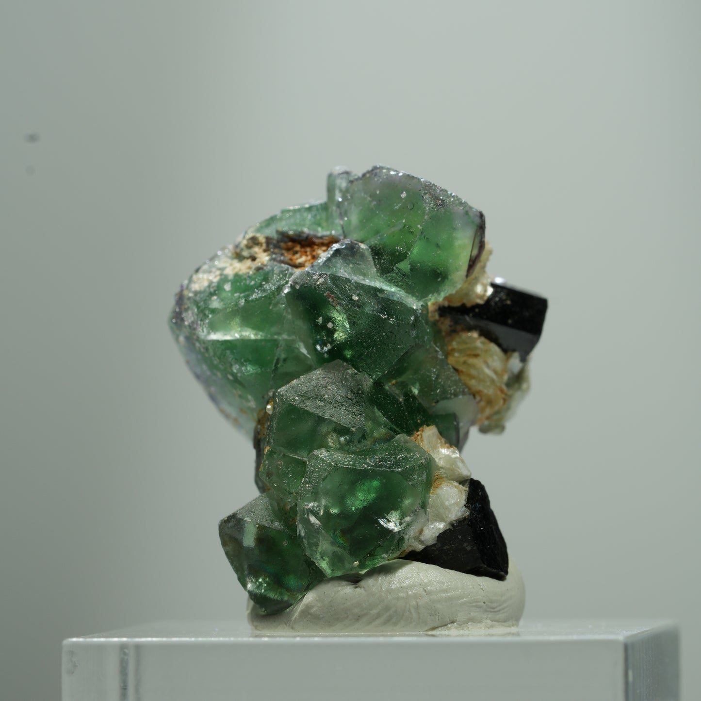 Phantom Fluorit Würfel, Schörl Turmalin, Muskovit Erongo, Namibia 13*10*8mm #13511