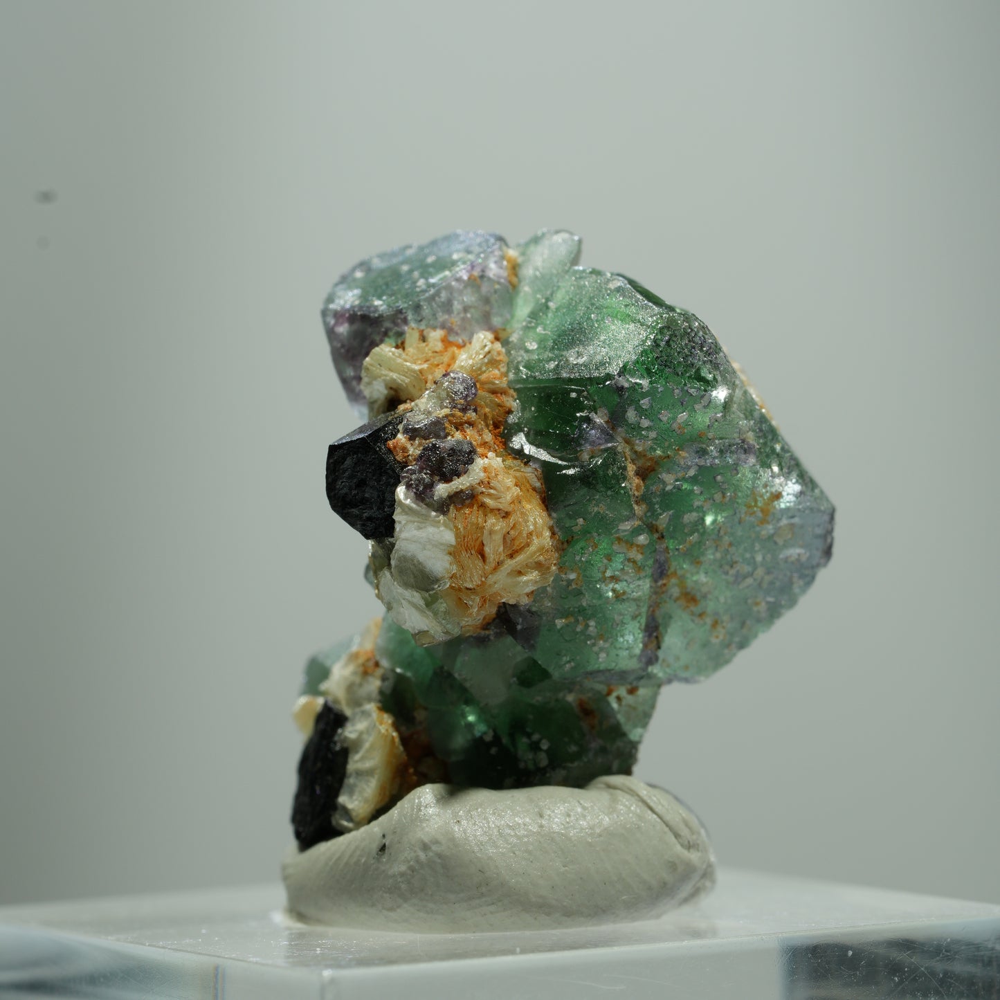 Phantom Fluorit Würfel, Schörl Turmalin, Muskovit Erongo, Namibia 13*10*8mm #13511