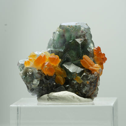 Seltene klare Phantom Fluorit Würfel, Eisen Quarz Stufe Erongo, Namibia 13*12*7mm #13513