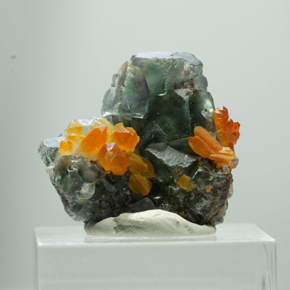 Seltene klare Phantom Fluorit Würfel, Eisen Quarz Stufe Erongo, Namibia 13*12*7mm #13513